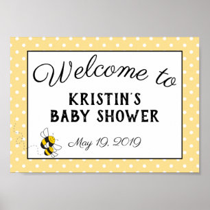 Bumblebee baby shower welcome sign poster