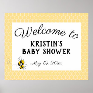 Bumblebee baby shower welcome sign poster - large