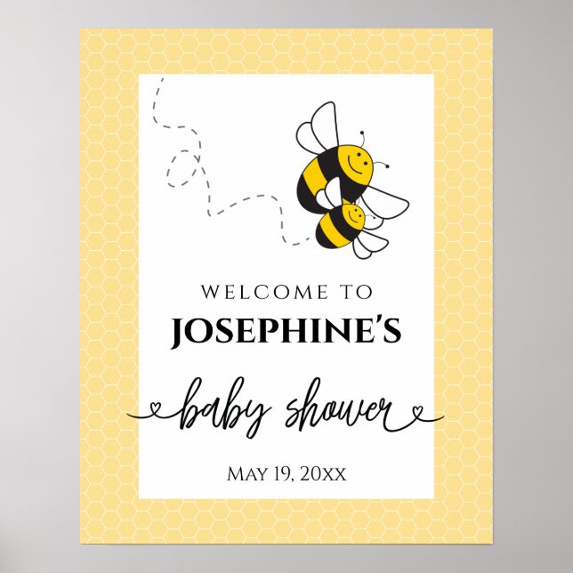 Bumblebee baby shower welcome sign poster - large (Front)