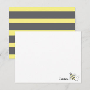 Bumblebee Bee Black Yellow Stripes Stationery Card