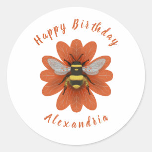 Bumblebee Birthday Classic Round Sticker