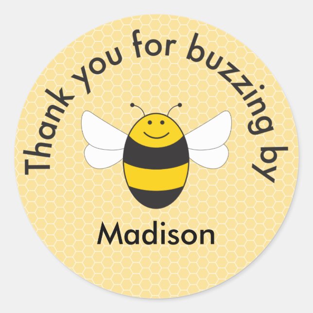 Bumblebee birthday thank you sticker (Front)