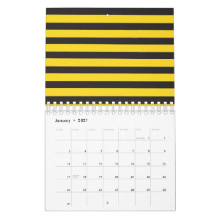 Bumblebee Black Yellow Horizontal Lines Bumble Bee Calendar