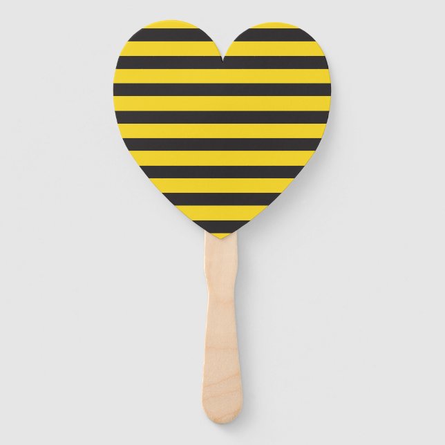Bumblebee Black Yellow Horizontal Lines Bumble Bee Hand Fan (Front)