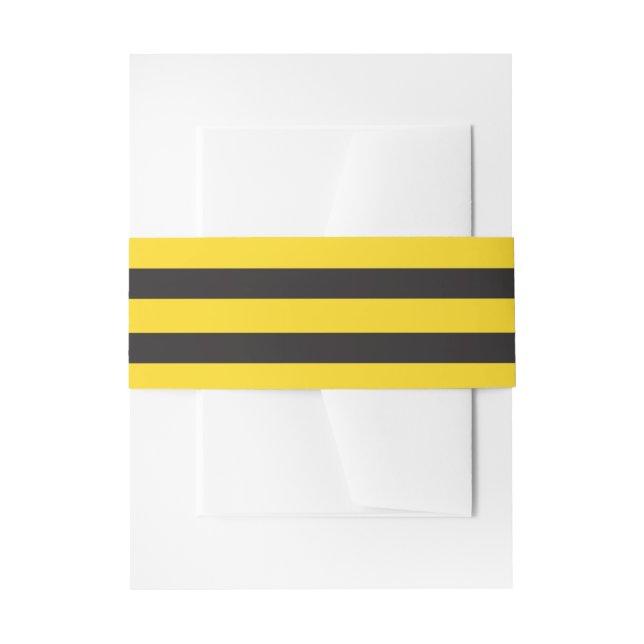 Bumblebee Black Yellow Horizontal Lines Bumble Bee Invitation Belly Band (Front Example)