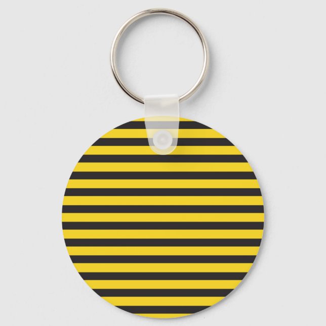 Bumblebee Black Yellow Horizontal Lines Bumble Bee Keychain (Front)