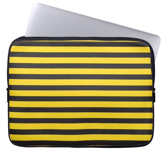 Bumblebee Black Yellow Horizontal Lines Bumble Bee Laptop Sleeve (Front)