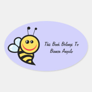 Bumblebee Bookplate Oval Sticker