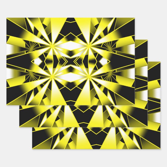 Bumblebee Colour Gradient Perspective Drawing Wrapping Paper Sheet (Set)
