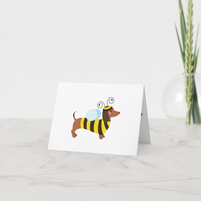 BUMBLEBEE DACHSHUND BLANK GREETING CARD (Front)