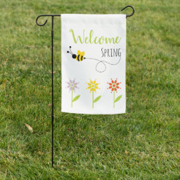 Bumblebee Daisies Welcome Spring Garden Flag