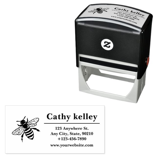 Bumblebee Family Name, Logo & Return Address  Self-inking Stamp (In Situ)