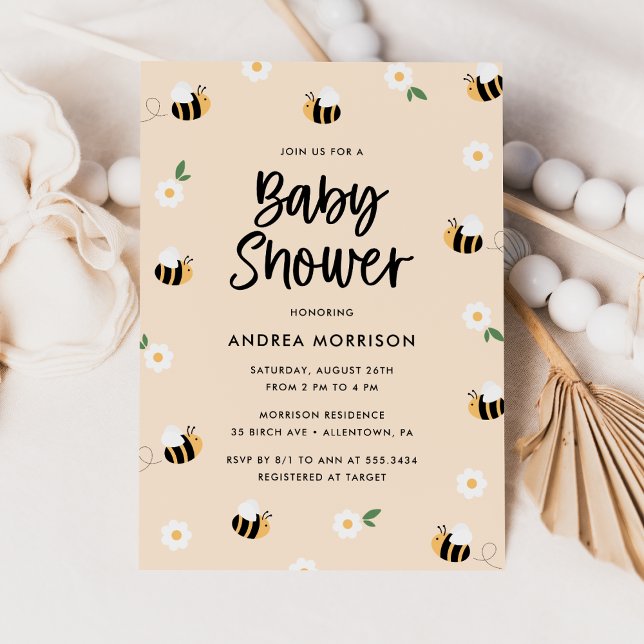 Bumblebee Floral Baby Shower  Invitation (Creator Uploaded)