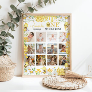 Bumblebee Floral First Year Photo Milestone Poster