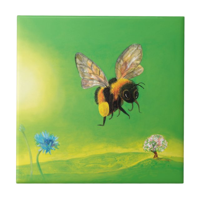 Bumblebee Flying over the Meadow  Tile (Front)