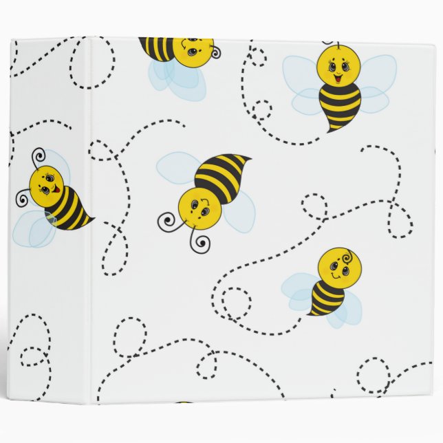 Bumblebee Flying Yellow Black Bumble Bee Binder (Front/Spine)