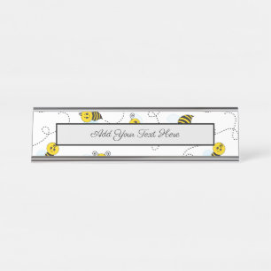 Bumblebee Flying Yellow Black Bumble Bee Desk Name Plate