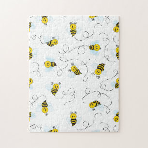 Bumblebee Flying Yellow Black Bumble Bee Jigsaw Puzzle