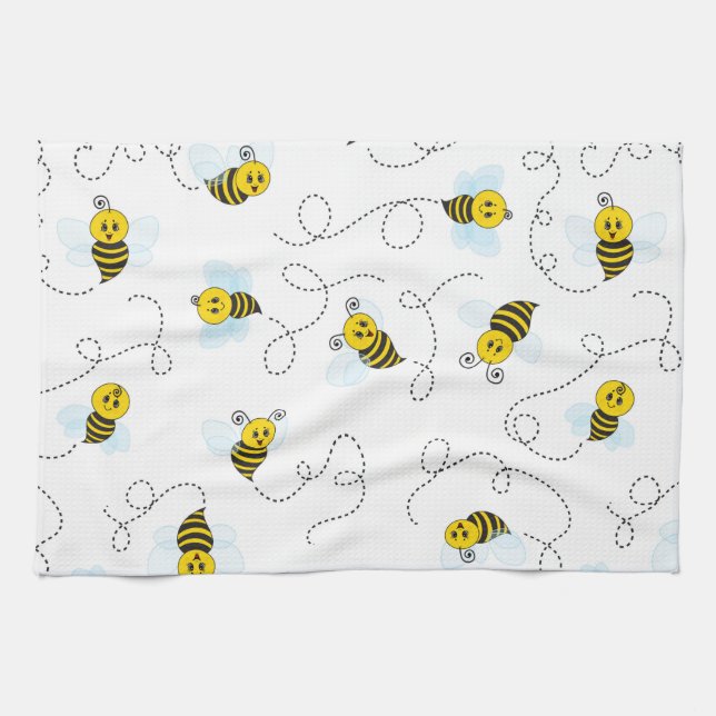 Bumblebee Flying Yellow Black Bumble Bee Kitchen Towel (Horizontal)