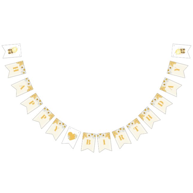 Bumblebee Happy Birthday Bee Kids Honey Honeybee Bunting Flags (All)