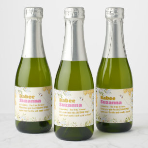Bumblebee Honeybee Baby Shower Guest Favour Mini Sparkling Wine Label