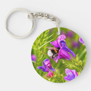 Bumblebee in Bloom - Nature and Insect Photography Keychain