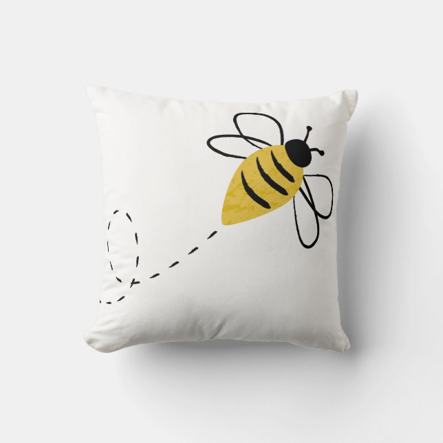 Bumblebee in Flight Throw Pillow (Front)
