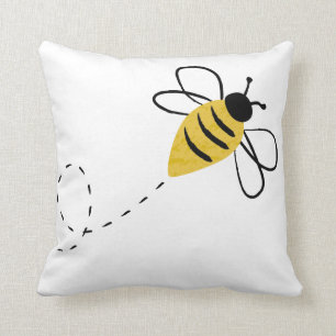 Bumblebee in Flight Throw Pillow
