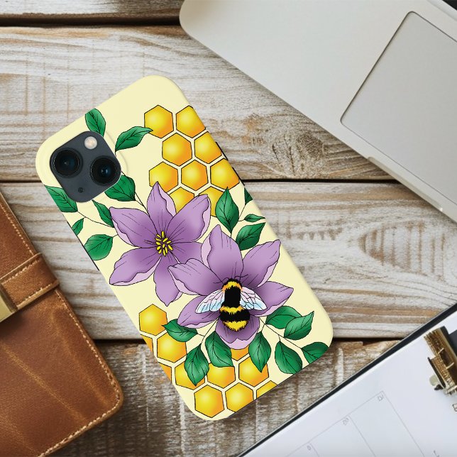 Bumblebee Lavender flowers Yellow Case-Mate iPhone Case (Creator Uploaded)