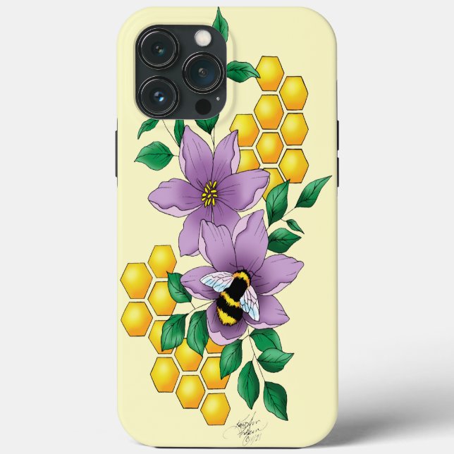 Bumblebee Lavender Flowers Yellow Case-Mate iPhone Case (Back)