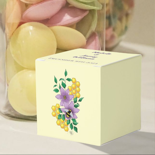 Bumblebee Lavender Flowers Yellow Favor Box (Creator Uploaded)