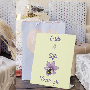 Bumblebee Lavender Flowers Yellow Pedestal Sign