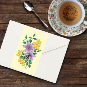 Bumblebee Lavender Flowers Yellow Sticker