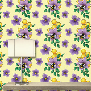 Bumblebee Lavender Flowers Yellow Wallpaper