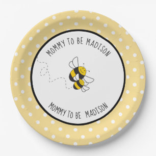 Bumblebee mommy to bee baby shower plates