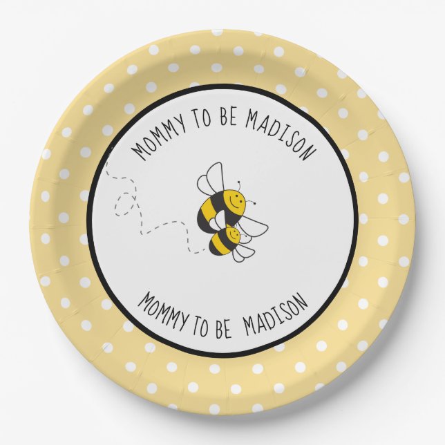 Bumblebee mommy to bee baby shower plates (Front)