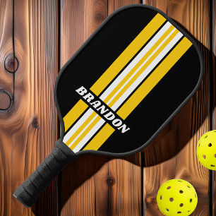 Bumblebee Nostalgic Rally Stripes with Name Pickleball Paddle