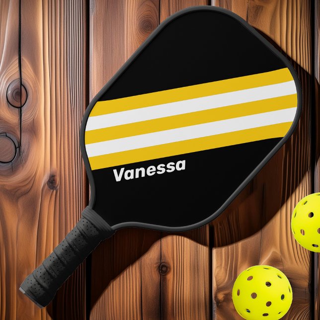 Bumblebee Nostalgic Stripes with Name Pickleball Paddle (Creator Uploaded)