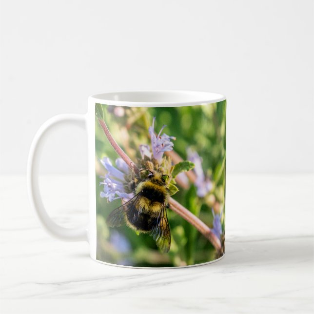 Bumblebee on a Lavender Wildflower Mug (Left)