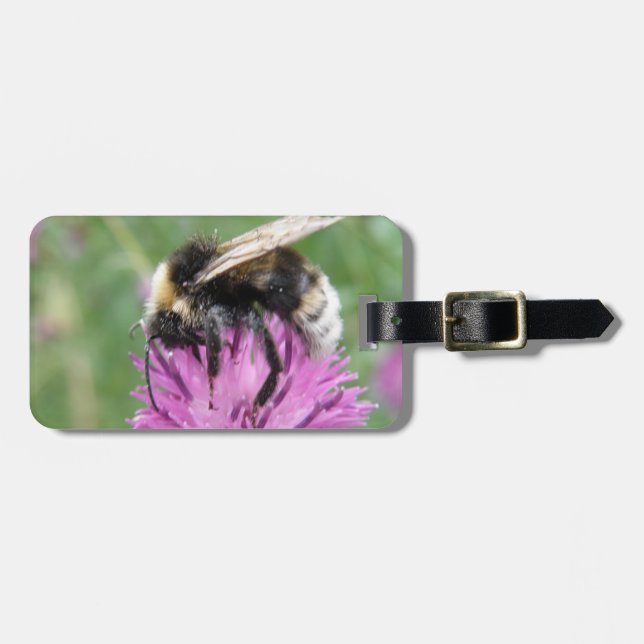 Bumblebee on a Thistle Custom Luggage Tag (Front Horizontal)