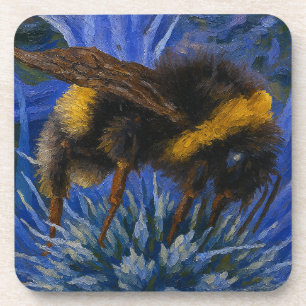 Bumblebee on Blue Thistle Coaster