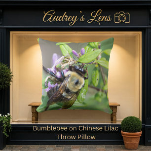 Bumblebee on Chinese Lilac Throw Pillow