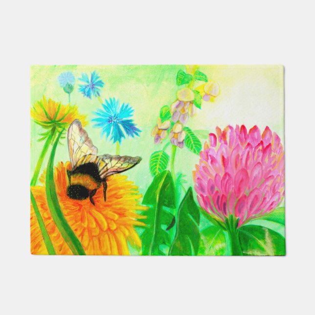Bumblebee on dandelion  doormat (Front)