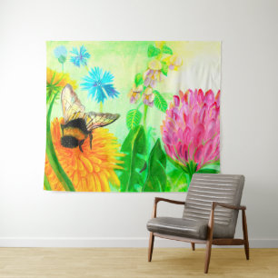 Bumblebee on dandelion tapestry