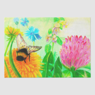 Bumblebee on dandelion tissue paper