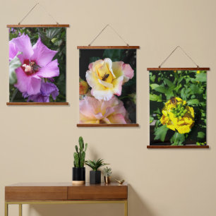 Bumblebee on Hibiscus Flower Hanging Tapestry