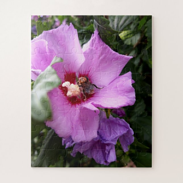 Bumblebee on Hibiscus Flower Jigsaw Puzzle (Vertical)