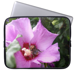 Bumblebee on Hibiscus Flower Laptop Sleeve