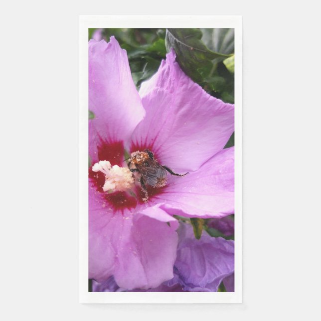 Bumblebee on Hibiscus Flower Napkin (Front)