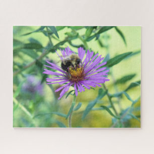 Bumblebee on Purple Daisy Jigsaw Puzzle